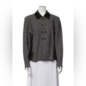 St. John’s Collection jacket, black tweed with leather detailing, size XL